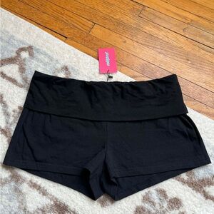 Edikted Meg Fold Over Shorts in Black